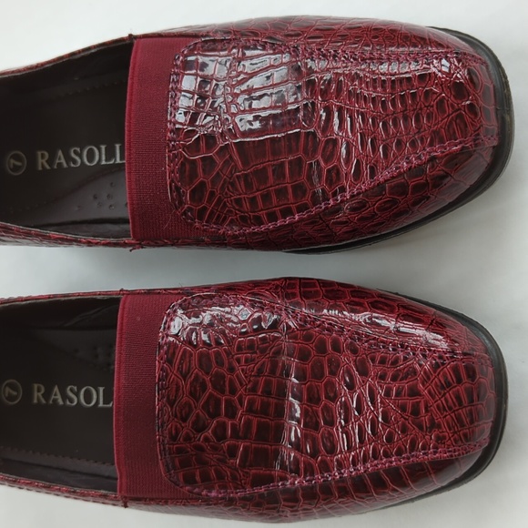 Rasolli Patent Leather Crocodile Print Wedge Slip On Loafer 7 Red - Picture 14 of 16